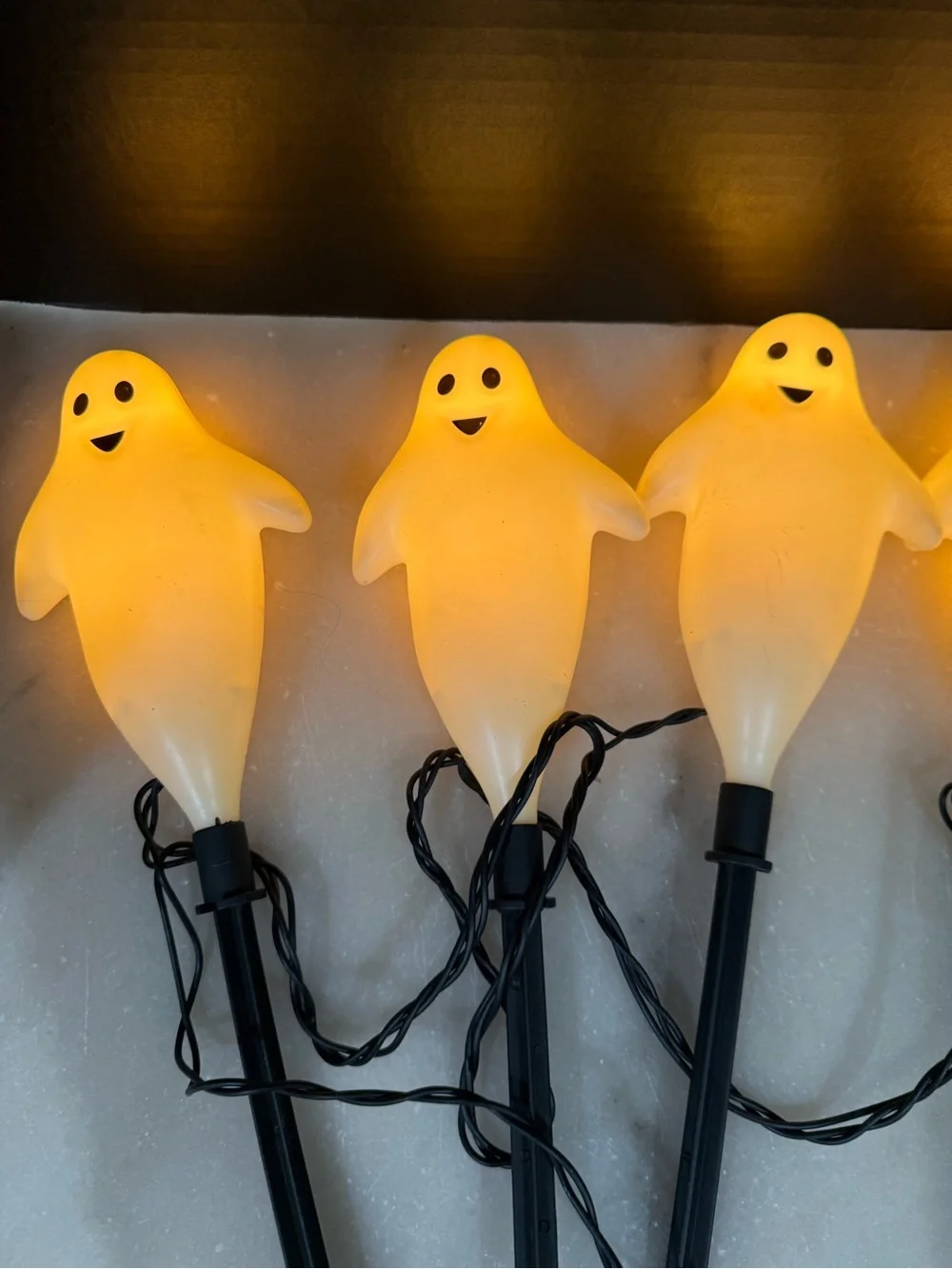 Vintage Ghost Stakes 1 Set Of 5 Halloween Light Up